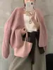 Cárdigan de punto versátil estilo coreano hecho a medida con mangas murciélago holgadas, diseño único, mangas farol, chaqueta suéter texturizada para mujer