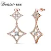 Brincos de Elementos Swarovski de Luxo Leve, Brincos Geométricos de Losango de Alta Qualidade, Brincos Totalmente Cravejados para Mulheres, Modernos Transfronteiriços