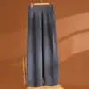 Calça de Lã Grossa 100% Wide Leg Feminina Outono Inverno Cintura Alta Caimento Solto Malha Quente Calça de Perna Reta Casual Calça Longa Canelada