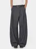 Calça Reta Curva de Botão com Design Retro Americano para Homens e Mulheres, Calça de Perna Larga Desconstruída Estilo Old Money com Toque de Luxo, Calça Casual