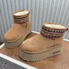Botas de Neve Femininas 2026 Estilo Novo de Inverno, Forradas com Lã Sintética, Espessadas, Quentes, Ultraleves, Sola Grossa, Que Aumentam a Altura, Botas de Lã Tricô Estilo Étnico