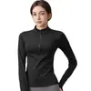 Top de Yoga con Media Cremallera, Ajuste Ceñido, Amigable con la Piel, Secado Rápido Ropa Deportiva para Correr, Ropa de Fitness de Manga Larga