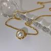 Collar de Perlas de Piedra Lunar con Diseño de Nicho de Corazón Azul Mar para Mujer, Joyería Versátil de Combinación de Circonias sin Color, Cadena para Clavícula