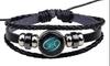Pulseira de doze constelações joias europeias e americanas liga de vidro quente transfronteiriça multicamadas tecida luminosa punk couro céu noturno