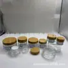Pote de Creme de Madeira de Bambu Redondo com Tampa Recarga Cosmética Transparente Vidro Fosco para Skincare Frasco de Amostra para Máscara