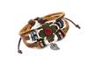 Exportación suministro de joyería pulsera de cuentas de piel de vaca con flor retro para mujer pulsera ajustable multicapa joyería al por mayor