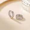 Pendientes de Aro Doble con Diamantes Cepillados de Plata de Ley S925 Yuebao Jewelry Minimalistas de Lujo Ligero para el Trabajo de Nicho Versátiles