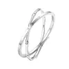 Pulseira de Argola Dupla de Bambu para Mulheres Prata Esterlina 9999 Trevo da Sorte de Quatro Folhas Versátil Nicho Prata Maciça de Alto Padrão