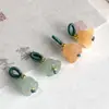 Atacado e Jade Dourado de Xinjiang Sino de Vento Flor Pequena Pulseira Pingente Flor de Lírio do Vale de Jade Acessórios de Argola de Puxar DIY