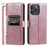 Adecuado para iPhone 16 Funda para Teléfono con Portatarjetas tipo Cartera 15Pro Color Sólido Textura de Cuero Tapa Flip 14Promax Funda Protectora