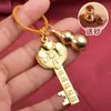 Llavero de llave de bóveda abierta del zodiaco chino llave dorada estilo chino año animal adornos para llavero de coche artículos pequeños para hombres y mujeres