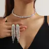 Collar Gargantilla Shijiahuazi de Alta Gama Ultra Brillante con Pedrería de una Sola Fila y Doble Fila para Mujer, Elegante, Moderno y Lujoso Accesorio de Cadena para Clavícula