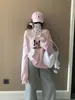 Sudadera Ligera Casual Estilo Japonés con Estampado de Mariposas Rosas para Mujer, Diseño Versátil de Moda, Top Holgado Tendencia