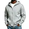 Sudadera con capucha y doble cremallera para hombre, Chaqueta gruesa de ajuste holgado con forro polar para otoño e invierno, Sudadera deportiva casual de talla grande