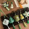 [Nuevo Producto para el Festival de Mediados de Otoño] Bolsita Serie Verde Xinyou con Bordado Estilo Tradicional, Colgante de Puerta Festivo con Materiales Florales