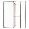 Cuarto de ducha personalizado con separación de zona seca y húmeda, baño de acero inoxidable, mampara en color oro rosa, diseño de puerta corrediza de vidrio templado