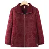 Chaqueta holgada de primavera y otoño para mujeres de mediana edad y mayores, nuevo abrigo casual de otoño para mujer, top jacquard de talla grande, grueso