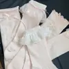 Série Rosa Primavera e Verão Rosa Menina Fofo Meias Empilhadas Doces Renda Vazada com Laço Meias de Princesa Estilo Japonês