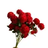 Arranjo de Flores para Casamento Peônia de 3 Cabeças Decoração Guia de Estrada Flor de Peônia Artificial Flor de Seda Europeia Peônia Ocidental Buquê Artificial