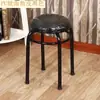 Silla taburete redondo de hogar para adultos a la moda, juego creativo de taburetes de metal para mesa de comedor, banco de madera maciza, taburete redondo engrosado