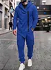 Conjunto de moletom com forro de lã, folgado, casual, para trabalho, esportes ao ar livre, com capuz e calça, masculino, europeu e americano, outono e inverno, peso pesado