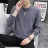 Moletom Masculino Gola Redonda Primavera e Outono Cor Lisa Manga Longa Camisa Básica com Camiseta Branca Tops Masculinos
