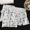 Pijama infantil de estilo coreano para niñas, cárdigan fino de algodón nube de verano, ropa de casa de manga corta para niños mayores, al por mayor