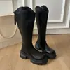 Botas femininas 2025 novas outono e inverno retrô com corte em V até o joelho, botas altas para mulheres baixinhas, botas longas que aumentam a altura e afinam