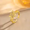 Anillo Exquisito Super Brillante de Circonita para Niñas, Lujo Accesible y Anillo de Apertura Ajustable de Gama Alta, Baño de Oro Real Simple