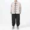 Transfronterizo 2025 Invierno Nuevo Estilo Chino Lana de Cordero Cuello Alto Botón Zhongshan Chaqueta Abrigo de Algodón Estilo Chino Antiguo