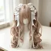 Accesorio para el cabello rosa Lolita hecho a mano original con cintas y pinzas de doble coleta Tocado Lolita