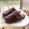 Pantuflas de Cuero Genuino Haining Invierno Hogar Antideslizante Suela de Goma Suela Inferior Pantuflas de Pareja Interior Cálido Pantuflas de Algodón Venta al por Mayor