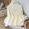 Suéter de cuello alto para mujer de otoño e invierno, top cálido y elegante, jersey de cuello redondo, capa interior de punto de manga larga