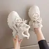 Zapatos de Papá Forrados de Lana para Mujer 2025 Nuevos Zapatos de Invierno para Mujer Suela Gruesa que Aumenta la Altura Engrosados Cálidos Zapatos de Algodón Tenis de Caña Alta para Mujer