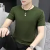 Camiseta al por mayor para hombre de manga corta de verano, fina, sensación de hielo, transpirable, cuello redondo, manga media, 2022, nueva, blanca pura, camiseta básica
