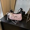 Bolso Bandolera de Moda de Alto Valor 2025 Verano Nuevo Rosa Lindo Lazo Bolso Cuadrado Pequeño Bolso Media Luna para Mujer