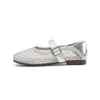Sandalias Planas Caladas Sexy Estilo Francés Weimei Girl 3399-18 para Mujer, Zapatos Mary Jane Transpirables de Correa Única para Verano