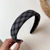 Diadema artística estilo coreano con estampado estilo universitario, diadema de esponja de corona alta vintage para principios de otoño, elegante accesorio para el cabello