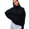 Ropa de mujer personalizada 2023 Nuevo suéter de fiesta europeo y americano suéter suelto de cuello alto cruzado de otoño e invierno