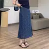 Falda Floral Retro de Cola de Pez Elegante [Tono Azul] que se Ajusta al Cuerpo Adelgazante Ligera de Verano Falda Bodycon Larga para Mujer