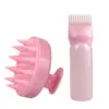 Escova de Silicone para Shampoo em Estoque do Fabricante, Escova Massageadora para Limpeza do Couro Cabeludo, Frasco de Shampoo com Dentes, Conjunto de Ferramentas para Frasco de Tinta de Cabelo