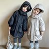 Abrigo de Invierno Infantil de Largo Medio con Forro Polar, Chaqueta Gruesa y Cálida Acolchada de Algodón para Niños y Niñas, Nueva Chaqueta Coreana para Bebé con Capucha Acolchada de Algodón