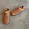 Zapatos Perforados Tejidos a Mano 2026 Verano Nuevos Retro Slip-On Huecos Transpirables Zapatos Planos Sandalias Suaves de Punta Cuadrada