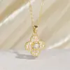Colar de Trevo de Quatro Folhas Todo em Diamante, Venda Quente Transfronteiriça, Trevo da Sorte, Luxo Leve, Moda de Alto Padrão, Versátil, Joia Simples de Corrente para Suéter