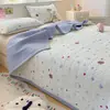 Nuevo Tipo de Algodón Puf Grado A Malla Arrugada Grado 10A Cubrecama de Tres Piezas con Sábana de Algodón, Cubrecama Tatami Antideslizante y a Prueba de Polvo