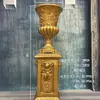 Casamento Coluna Romana Dourada Vaso de Flores Prateleira Guia de Estrada Listrado Europeu Troféu Fibra de Vidro Adereços de Casamento