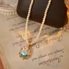 Estilo Pintura al Óleo Jardín de Monet Collar de Perlas Esmaltadas Pintadas Colgante Universal Desmontable Cadena para Suéter Estilo Vintage