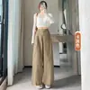 Pantalones de trabajo de pierna ancha de algodón Tencel para mujer, nuevo modelo otoño 2026, cintura alta adelgazante de corte curvo, corte holgado con diseño de patchwork, pantalones de pierna recta