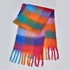 Novo Cachecol Xadrez Arco-Íris Outono e Inverno Moda Fio Loop Engrossado Quente Xadrez Franja Longo Estilo Casal