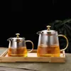 Vidrio de borosilicato rayas verticales filtro de acero inoxidable tetera cafetera eléctrica estufa de cerámica hervidor de agua filtro separación de té